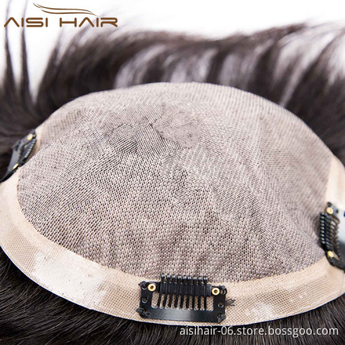 Aisi Hair 2018 New Style 100% Natural Indian Human Hair Price List , Toupees For Black Men